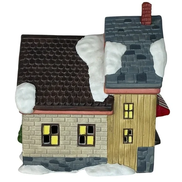 Vintage Christmas Village Florist Porcelain Winter Valley Cottage Lighted House - Picture 6 of 16